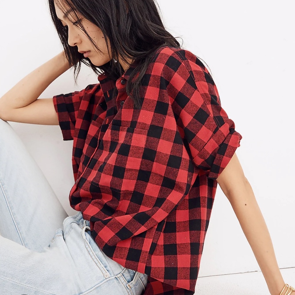 Madewell red buffalo check courier shirt size xs